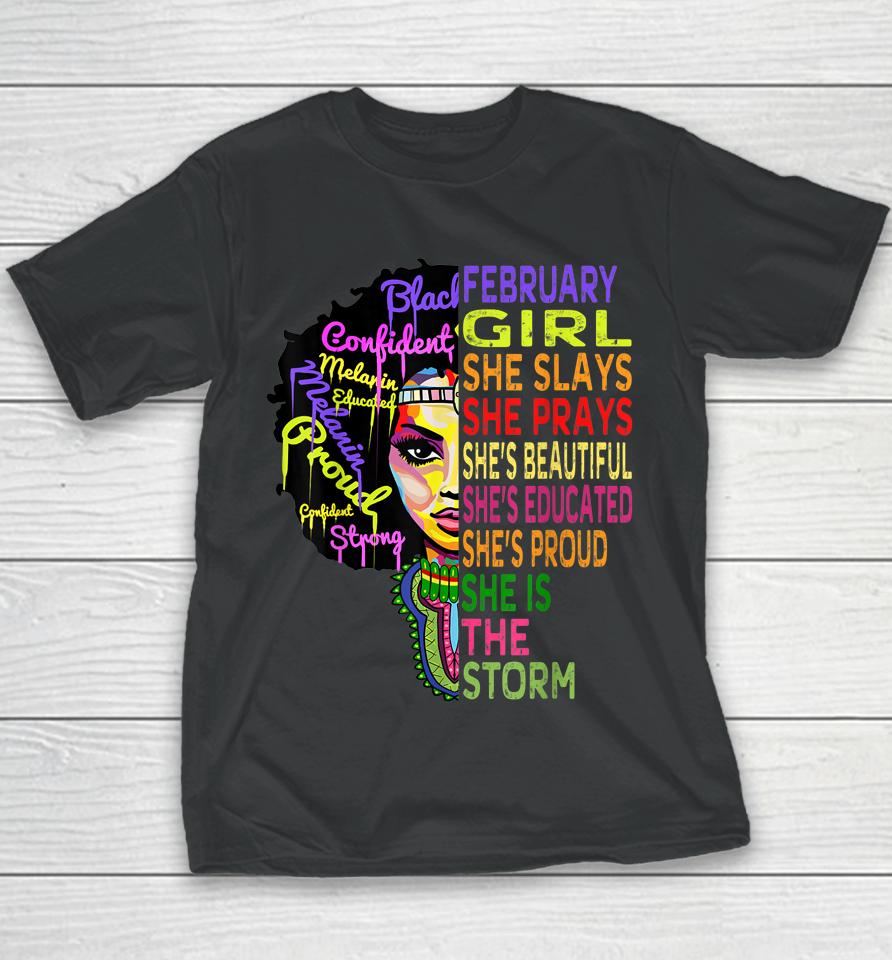 February Girl African American Black Girl Magic Youth T-Shirt