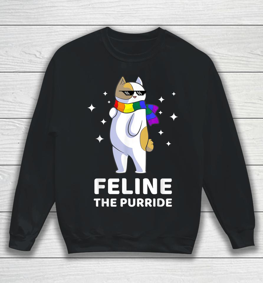 Feline The Purride Lgbt Gay Pride Cat Sweatshirt