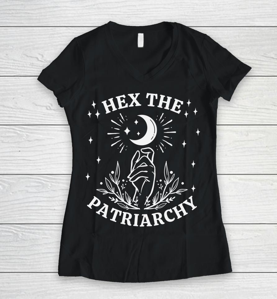 Feminist Witch Hex The Patriarchy Women V-Neck T-Shirt