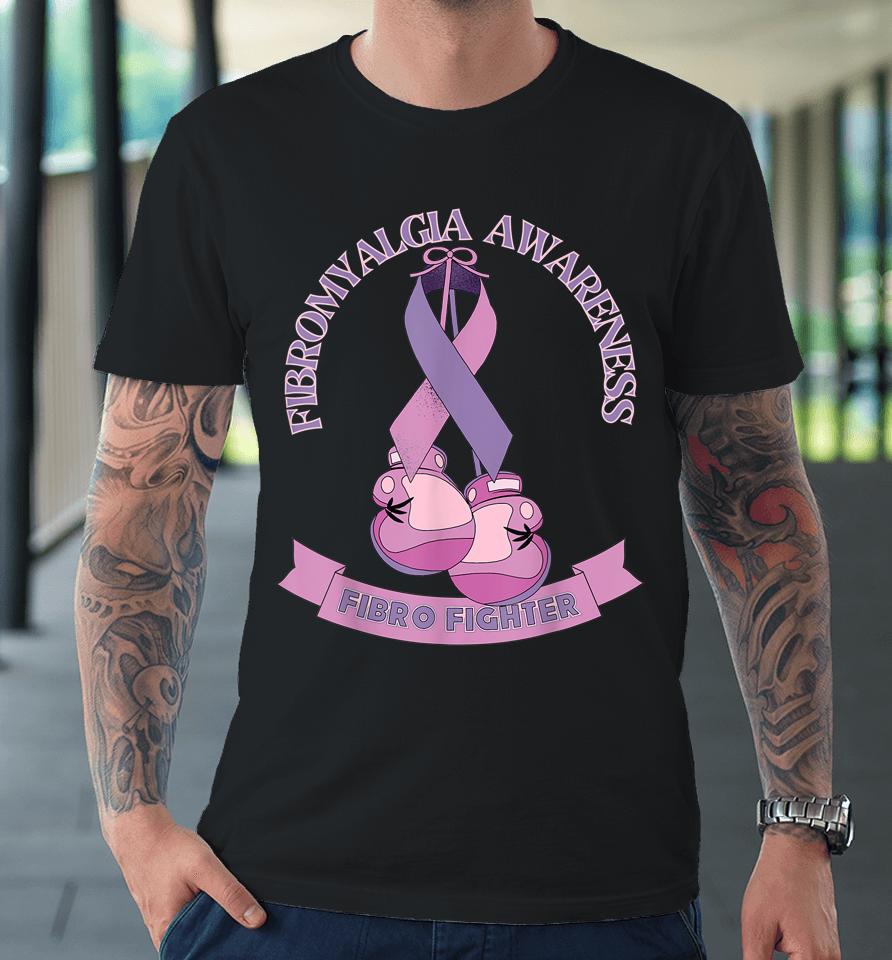 Fibromyalgia Awareness Ribbon Boxing Gloves Fibro Fighter Premium T-Shirt