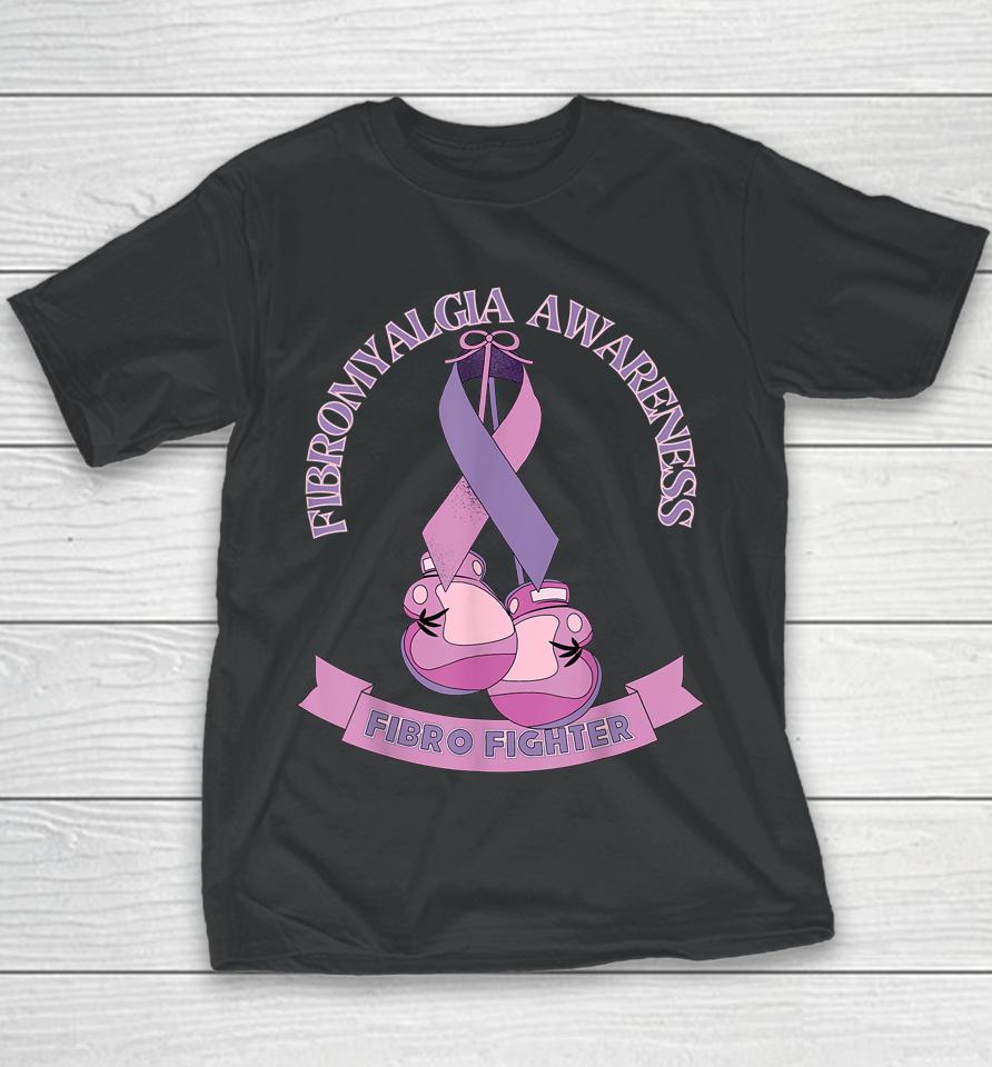 Fibromyalgia Awareness Ribbon Boxing Gloves Fibro Fighter Youth T-Shirt