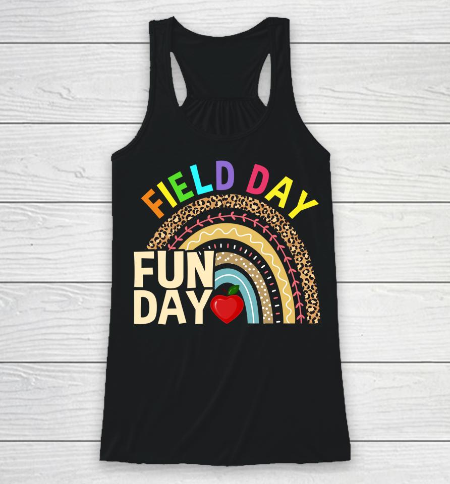 Field Day Fun Day Last Day Of School Teacher Rainbow Racerback Tank