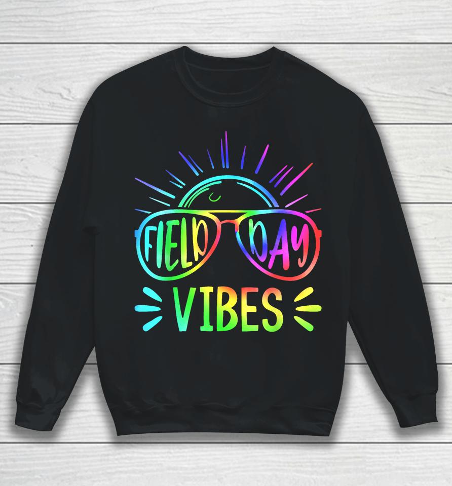 Field Day Vibes 2023 Teacher Kids Groovy Tie Dye Hippie Sweatshirt