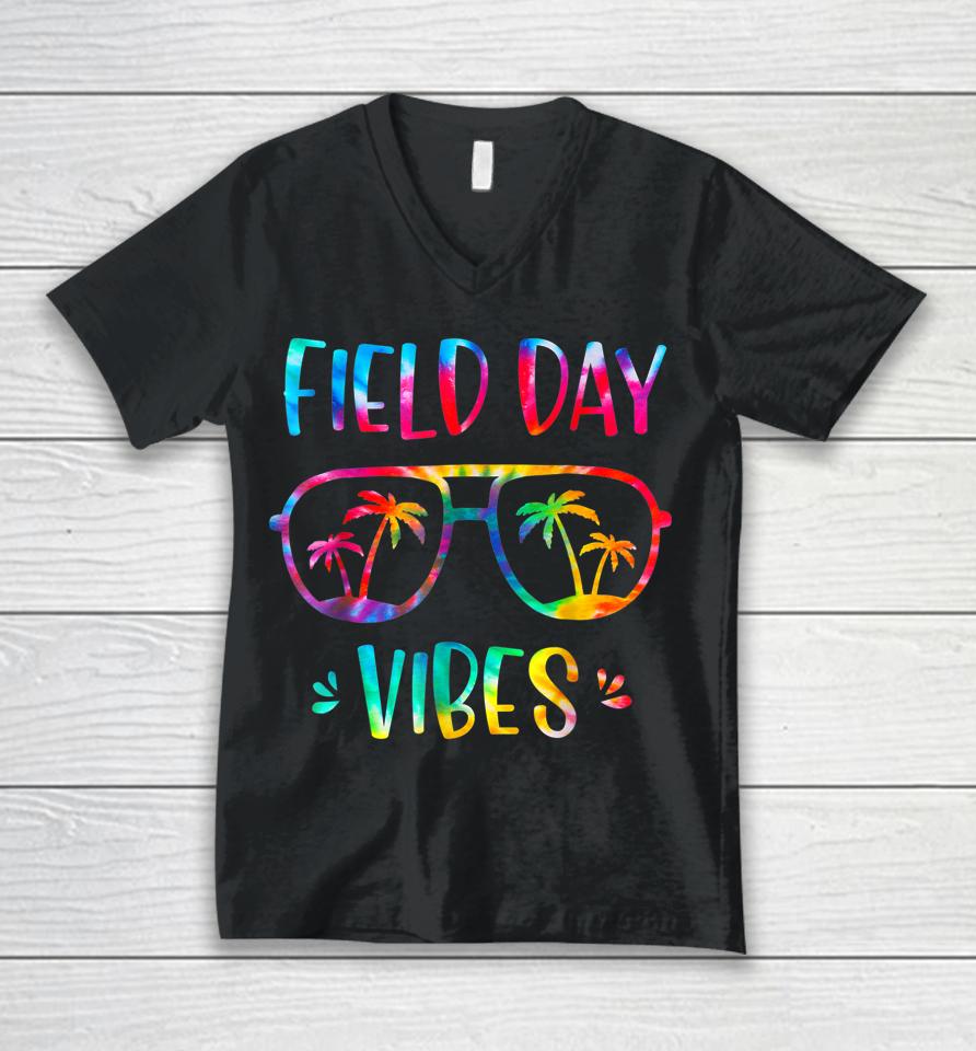 Field Day Vibes Funny Shirt For Teacher Kids Field Day 2022 Unisex V-Neck T-Shirt