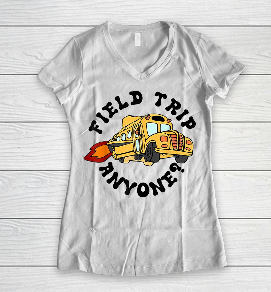 Field Trip Anyone Magic School Bus Seatbelts Everyone Women V-Neck T-Shirt
