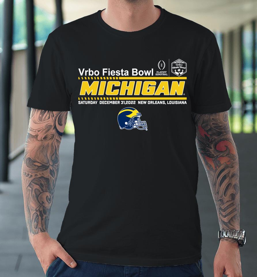 Fiesta Bowl Merch Cfp Semifinal Vrbo Fiesta Bowl Michigan Team Helmet Premium T-Shirt