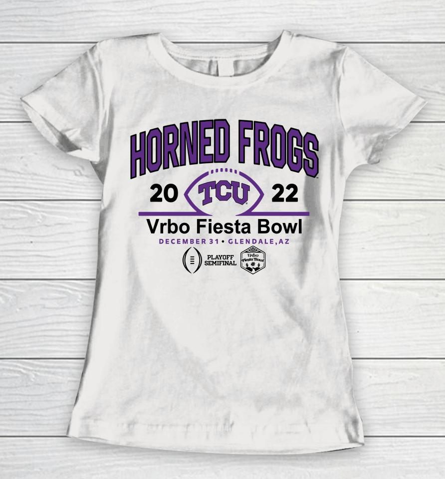 Fiesta Bowl Shop Tcu Horned Grogs Cfp Semifinal Vrbo Fiesta Bowl Team Logo Women T-Shirt