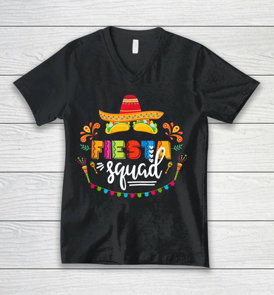 Fiesta Squad Cinco De Mayo Mexican Sombrero Family Couple Sq Unisex V-Neck T-Shirt