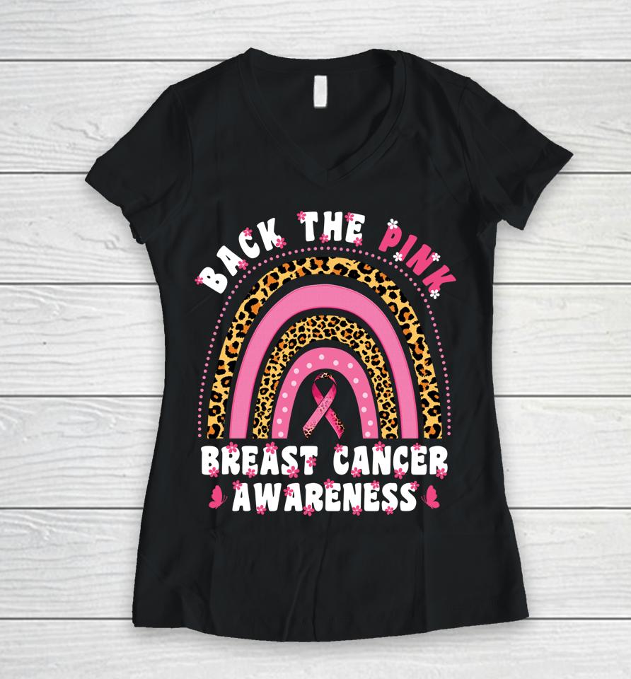 Fight Back The Pink No One Fights Breast Cancer Alone Women V-Neck T-Shirt