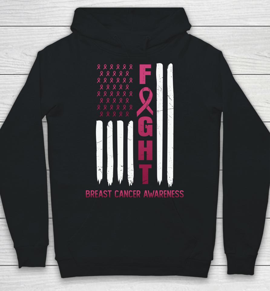Fight Breast Cancer Awareness Usa Flag Hoodie