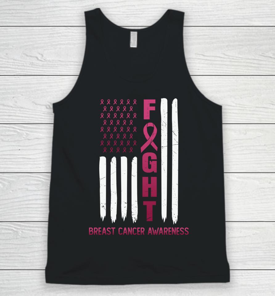 Fight Breast Cancer Awareness Usa Flag Unisex Tank Top