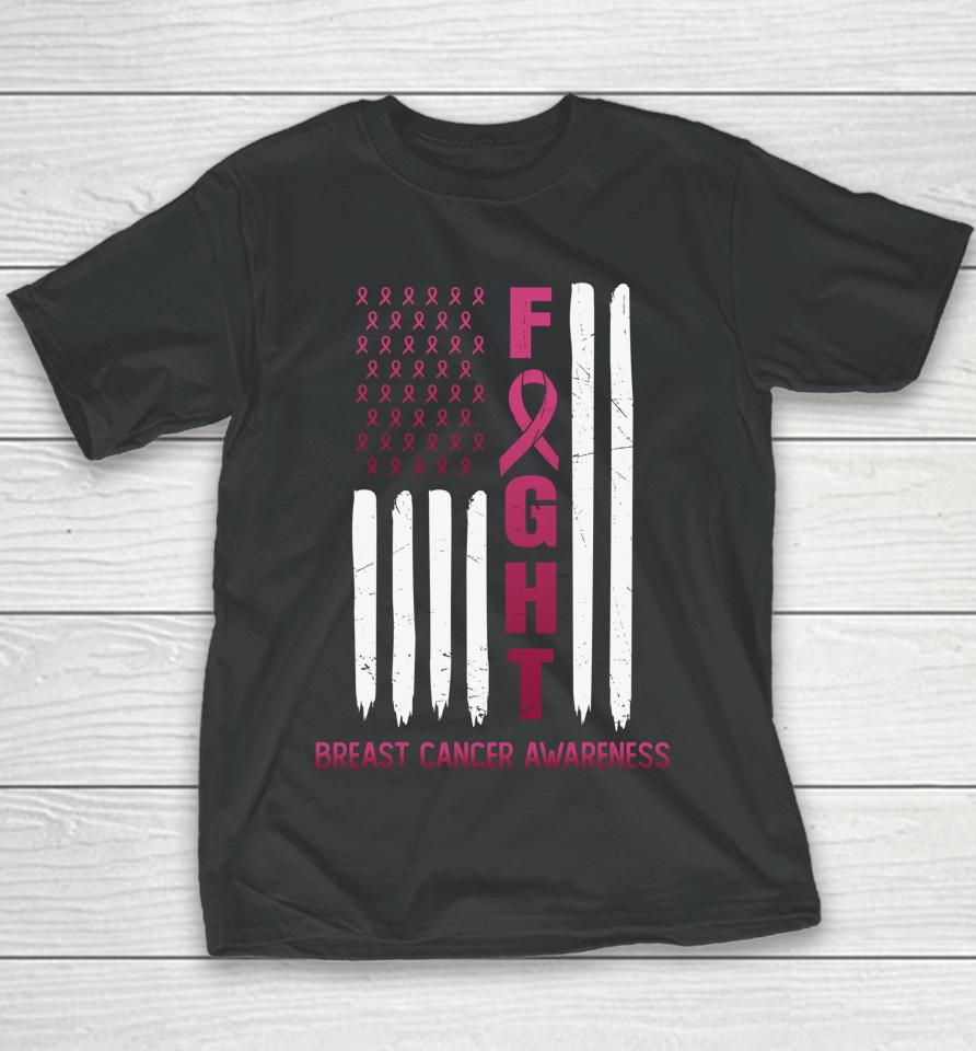 Fight Breast Cancer Awareness Usa Flag Youth T-Shirt