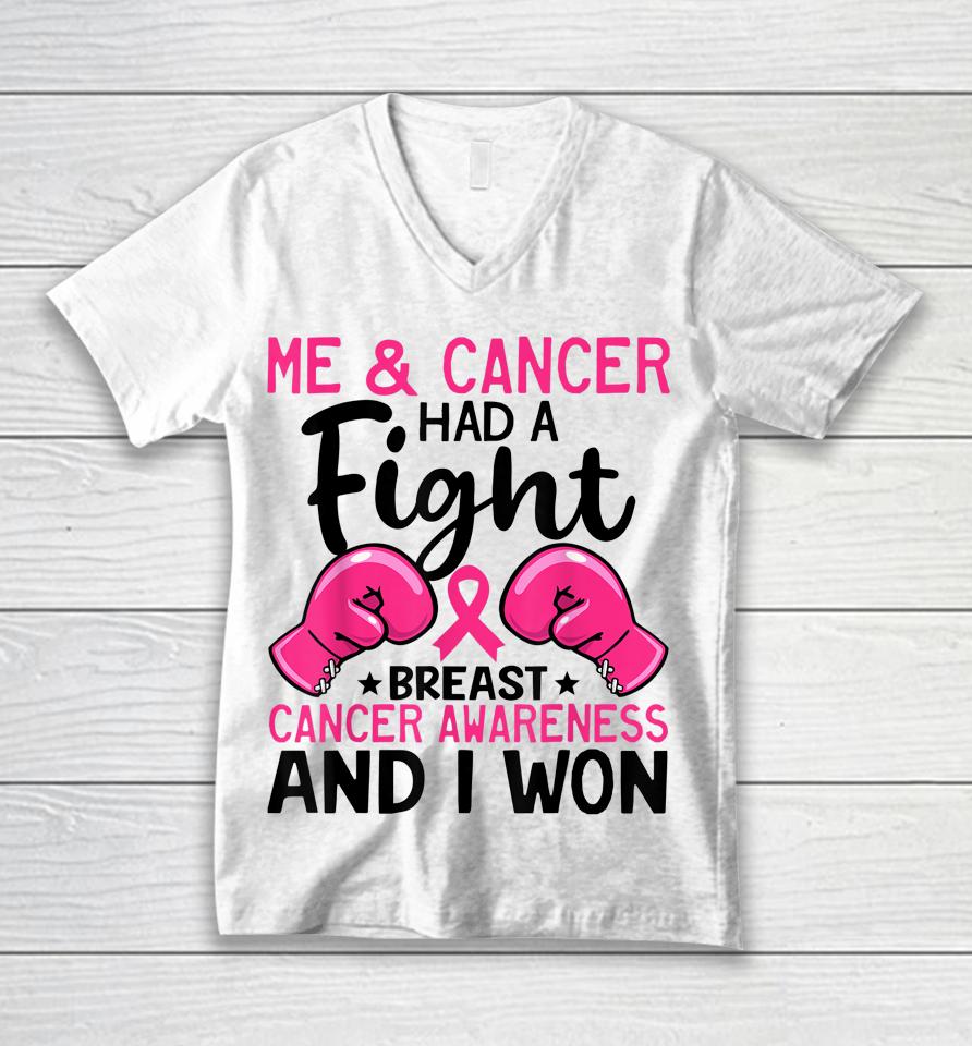 Fight Breast Cancer I Won Breast Cancer Survivor Support Unisex V-Neck T-Shirt