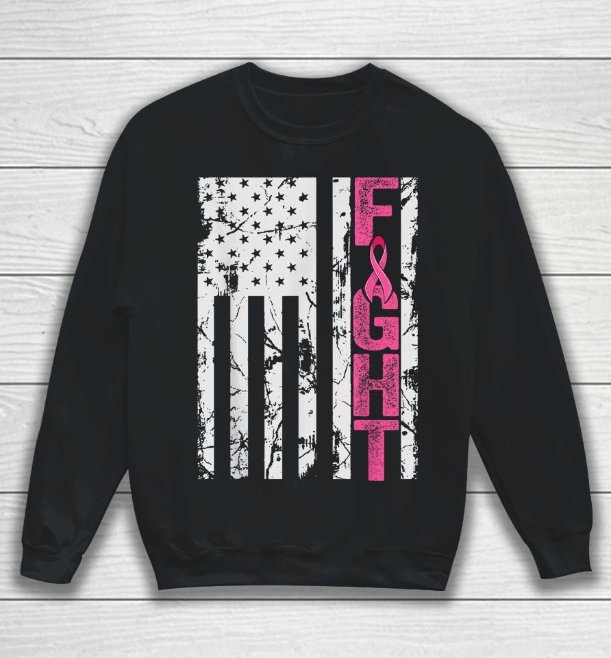 Fight Breast Survivor American Flag Breast Cancer Awareness Sweatshirt