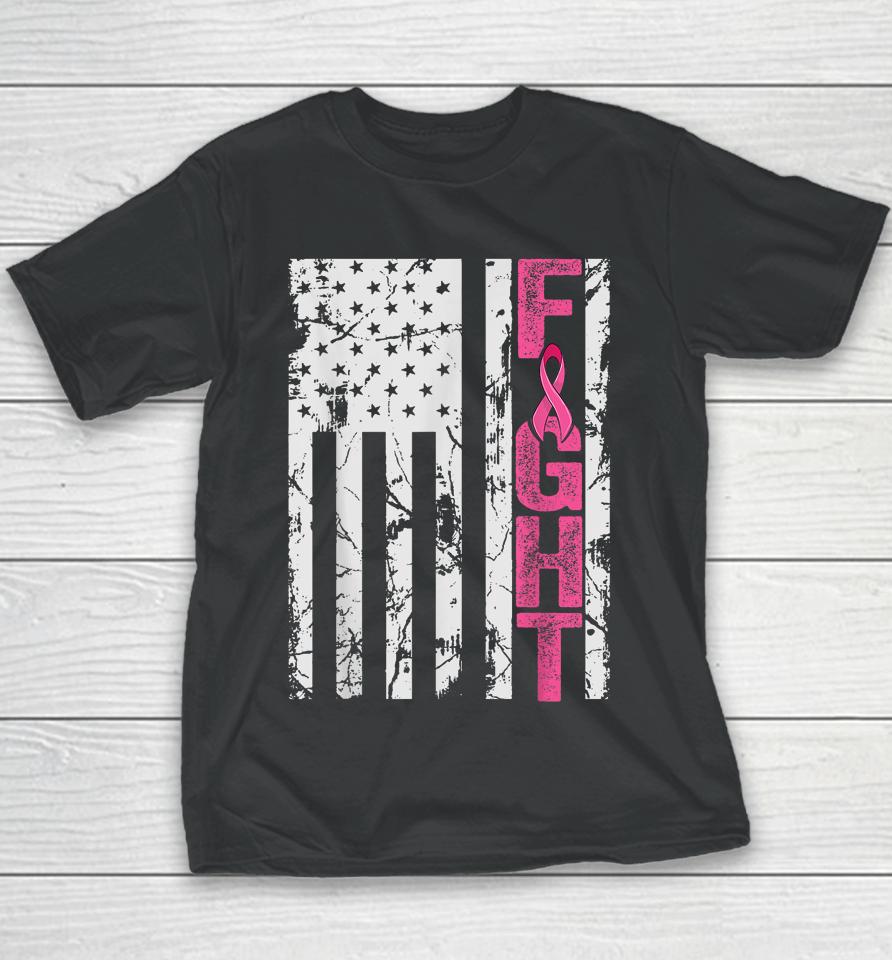 Fight Breast Survivor American Flag Breast Cancer Awareness Youth T-Shirt