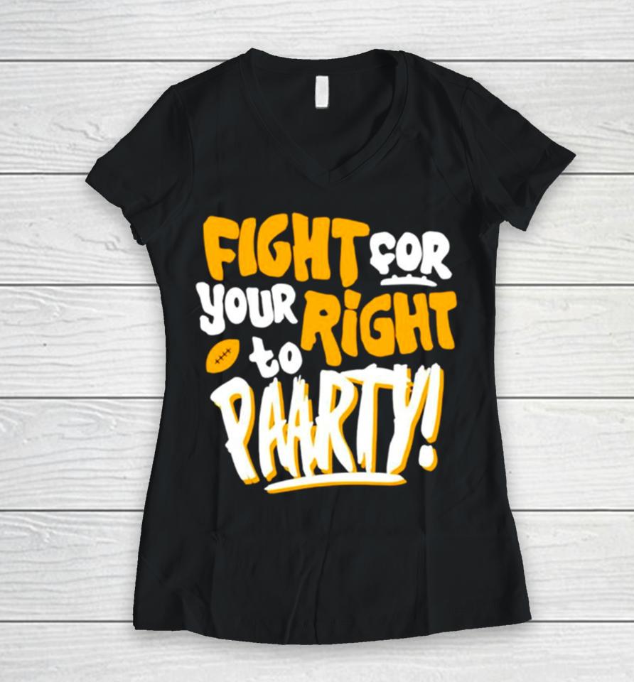 Fight For Your Right To Party Football Kansas City Chiefs Women V-Neck T-Shirt