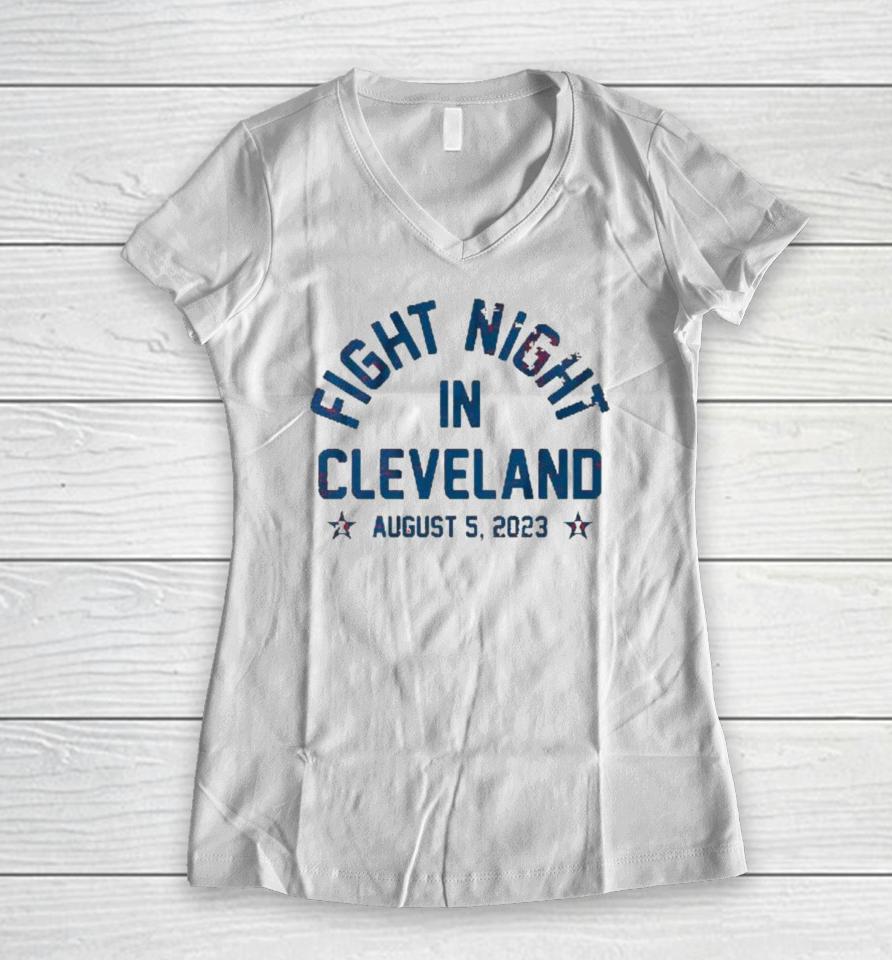 Fight Night In Cleveland 2023 Women V-Neck T-Shirt