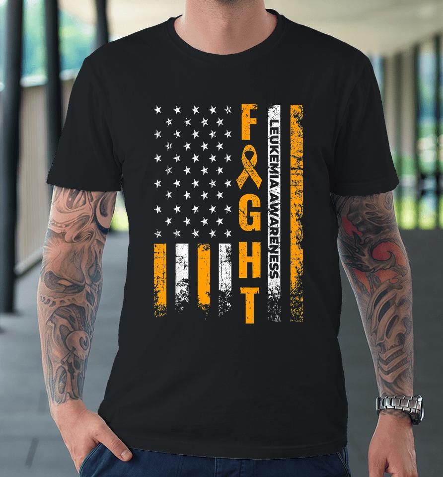 Fight Usa Flag Leukemia Awareness Cancer Survivor Gift Premium T-Shirt