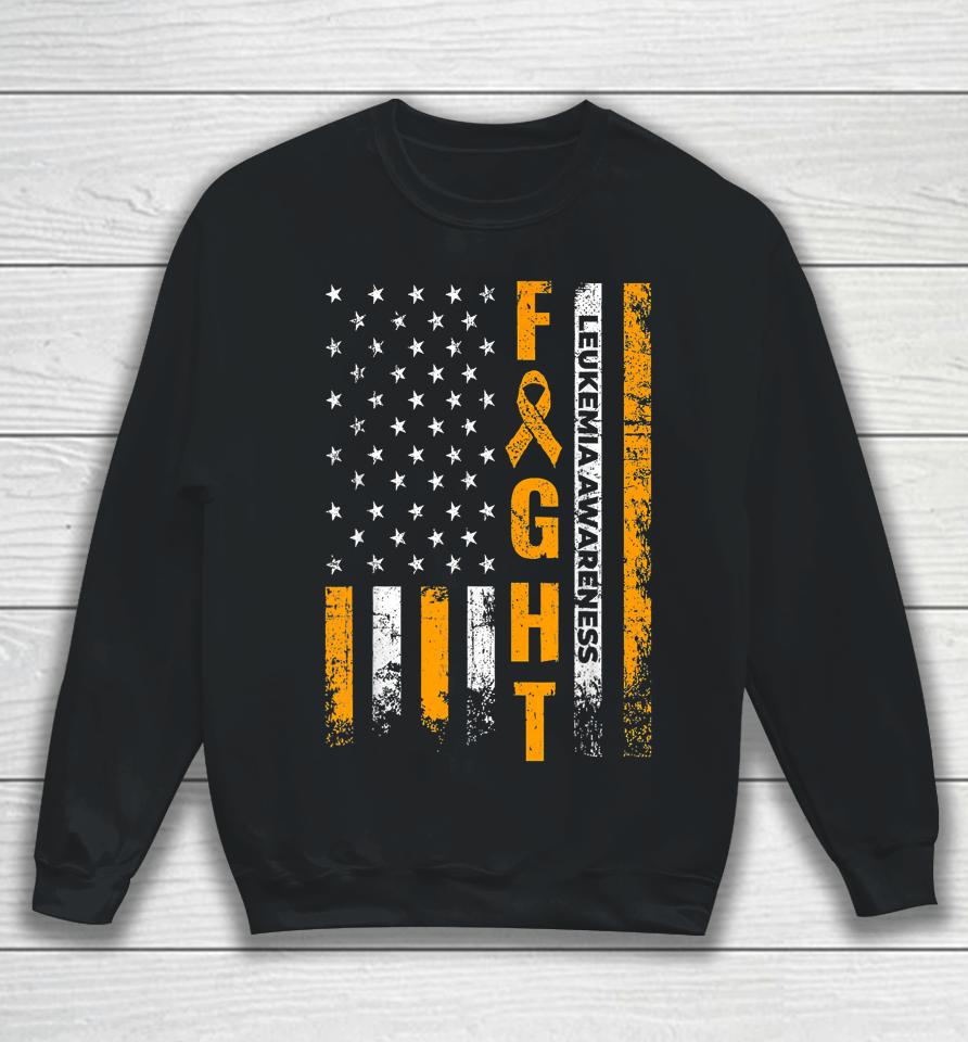 Fight Usa Flag Leukemia Awareness Cancer Survivor Gift Sweatshirt