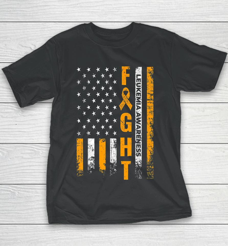 Fight Usa Flag Leukemia Awareness Cancer Survivor Gift Youth T-Shirt