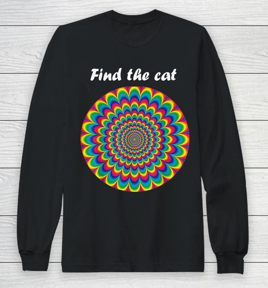 Find The Cat Optical Illusion Long Sleeve T-Shirt