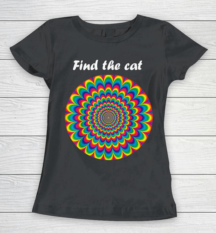 Find The Cat Optical Illusion Women T-Shirt