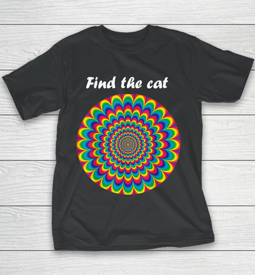Find The Cat Optical Illusion Youth T-Shirt
