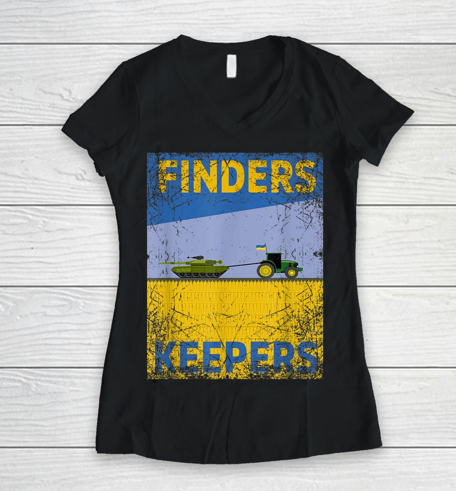 Finder Keeper Funny Ukrainian Farmer Steals Women V-Neck T-Shirt