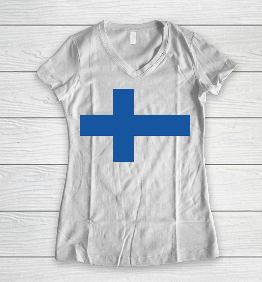 Finland International Baseball Women V-Neck T-Shirt
