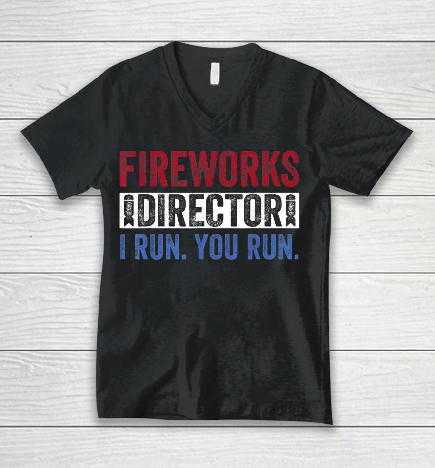 Fireworks Director Shirt Funny 4Th Of July Red White &Amp; Blue Unisex V-Neck T-Shirt