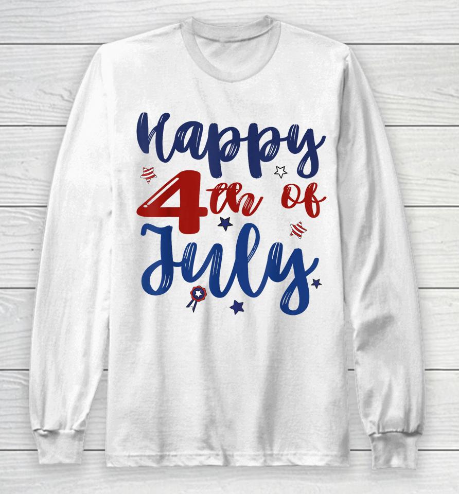 Fireworks Happy 4Th Of July Us Flag American 4Th Of July Long Sleeve T-Shirt
