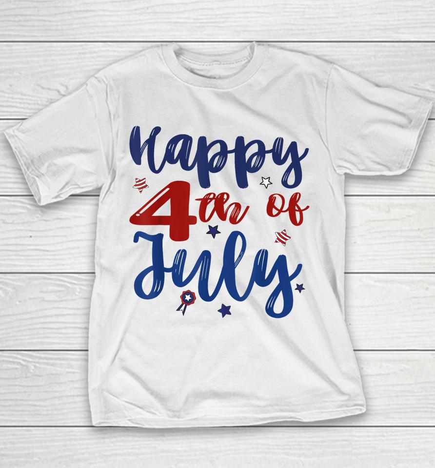 Fireworks Happy 4Th Of July Us Flag American 4Th Of July Youth T-Shirt