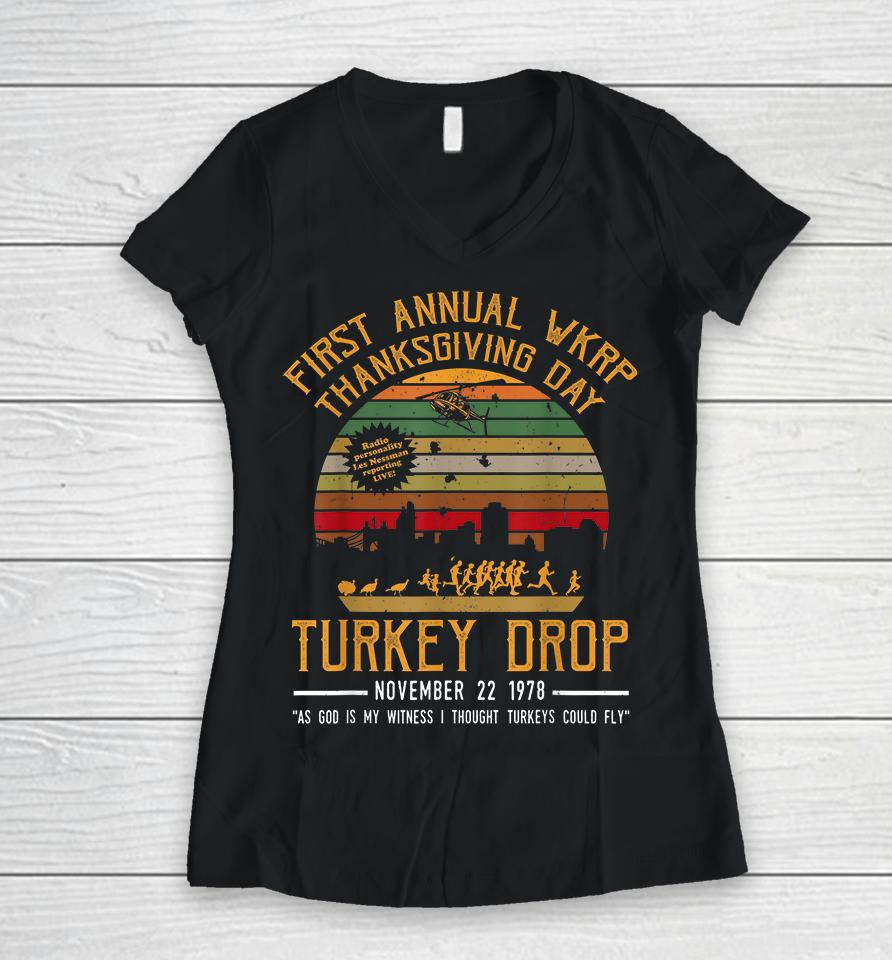 First Annual Thanksgiving Day Turkey Drop 22Nd November Women V-Neck T-Shirt