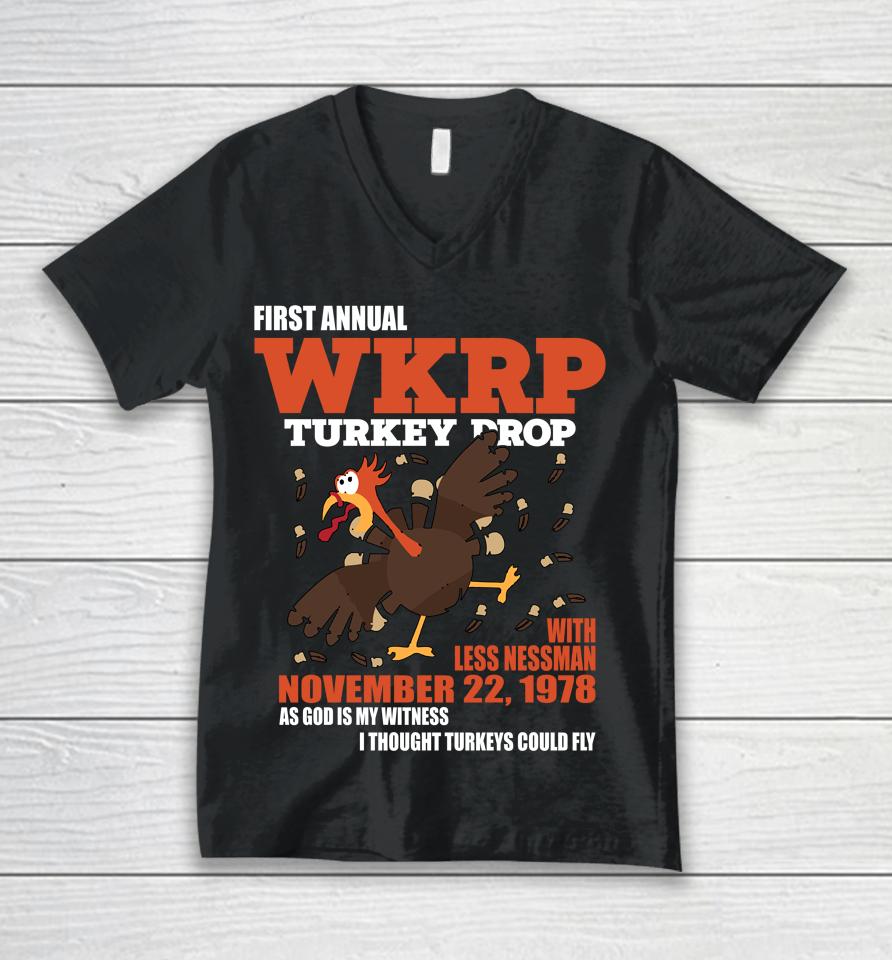 First Annual Wkrp Thanksgiving Day Turkey Drop November 22 1978 Unisex V-Neck T-Shirt