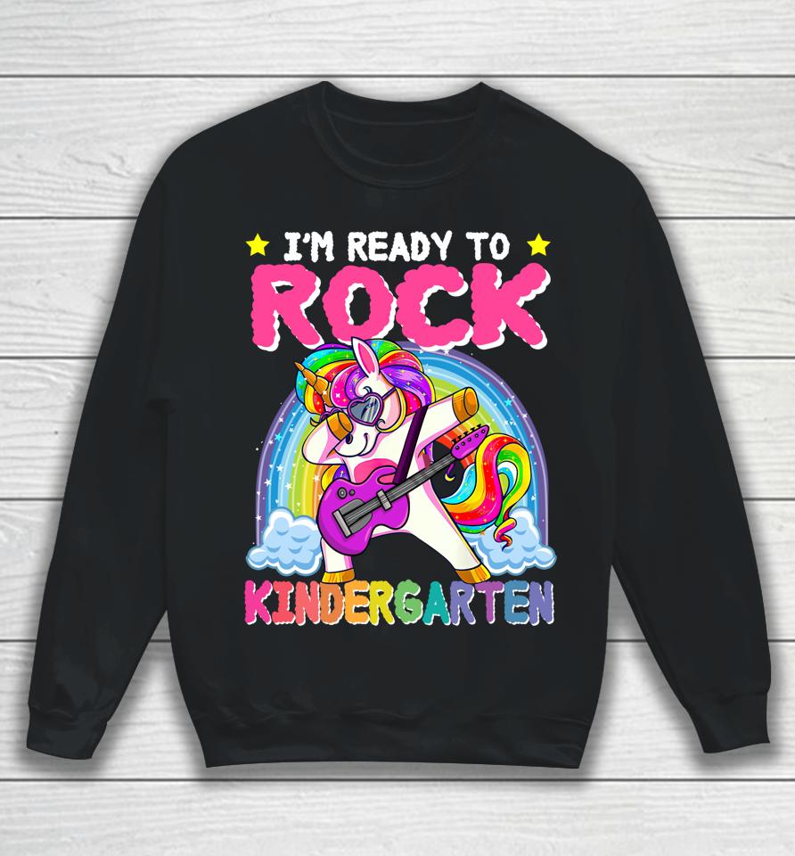 First Day Of Kindergarten Rock Unicorn Girls Back To School Sweatshirt