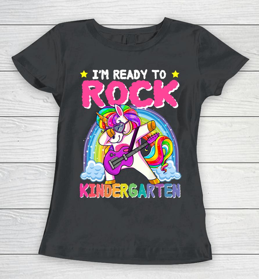 First Day Of Kindergarten Rock Unicorn Girls Back To School Women T-Shirt