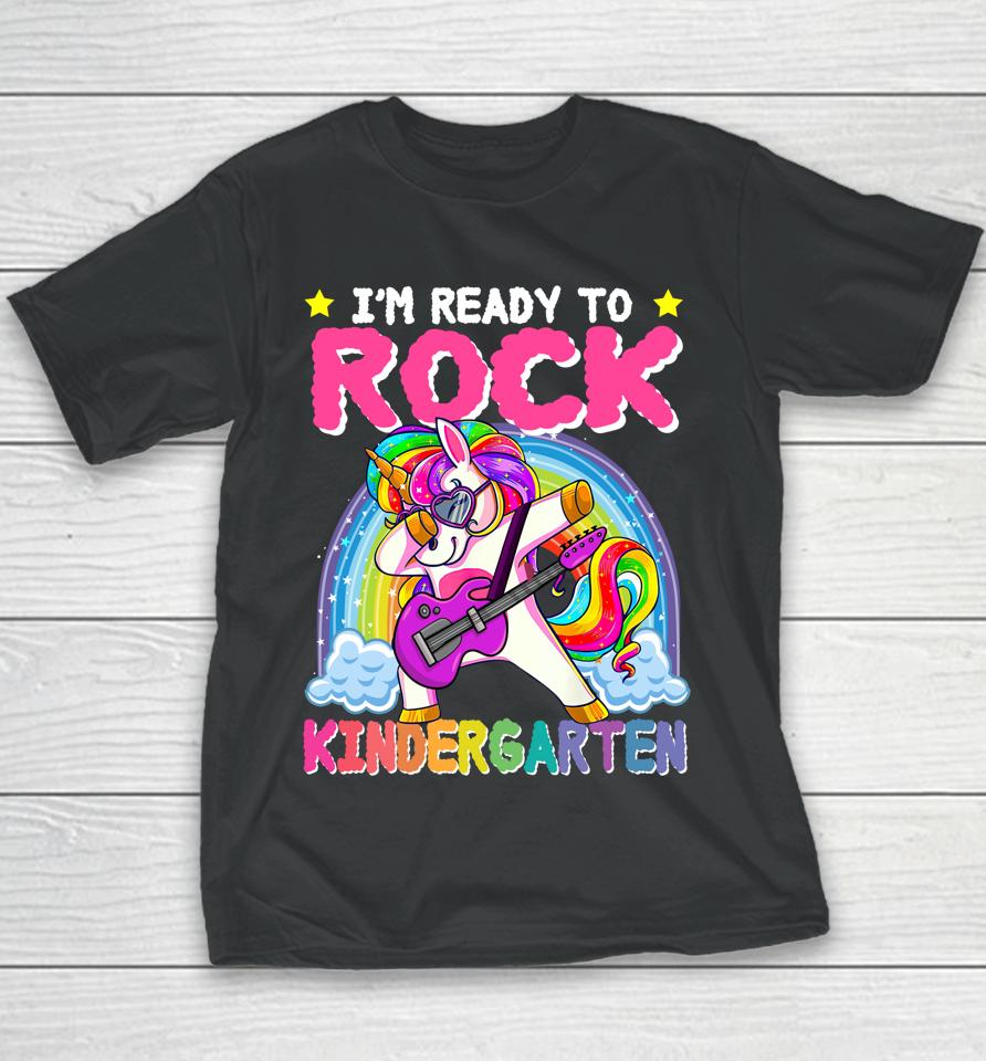 First Day Of Kindergarten Rock Unicorn Girls Back To School Youth T-Shirt