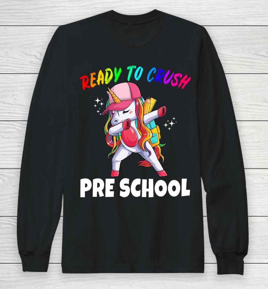 First Day Of Preschool Unicorn Gift Girls Cute Prek Rainbow Long Sleeve T-Shirt