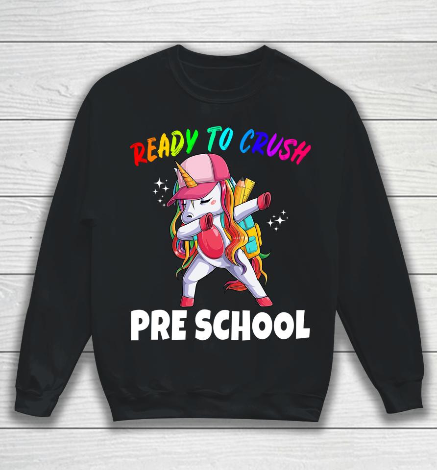 First Day Of Preschool Unicorn Gift Girls Cute Prek Rainbow Sweatshirt