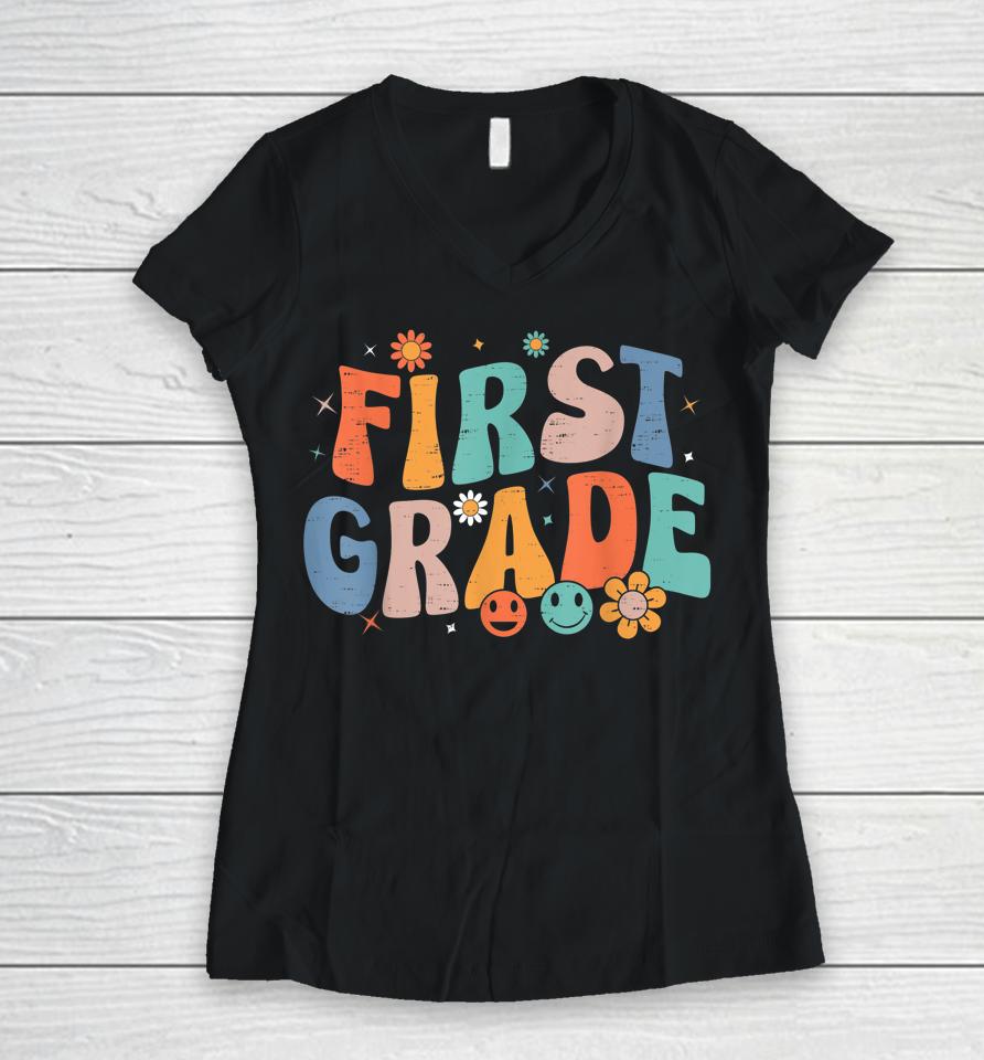 First Grade Girls Boys Teacher Team 1St Grade Squad Women V-Neck T-Shirt