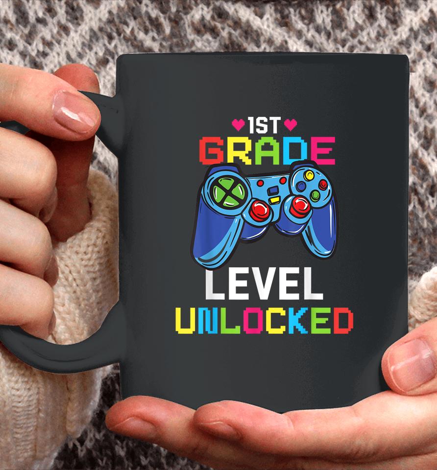 First Grade Level Unlocked Gamer 1St Day Of School Boy Kids Coffee Mug