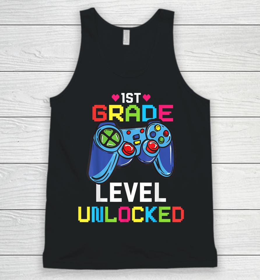 First Grade Level Unlocked Gamer 1St Day Of School Boy Kids Unisex Tank Top