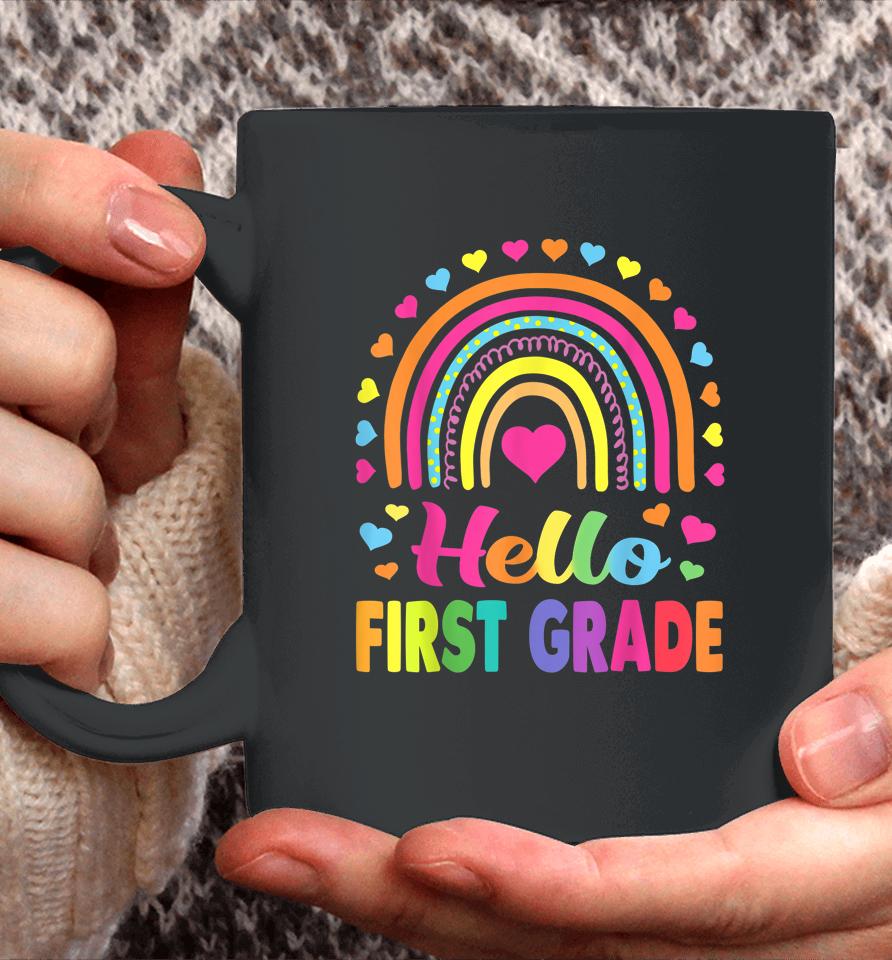 First Grade Rainbow Team Hello 1St Grade Rocks Squad Teacher Coffee Mug