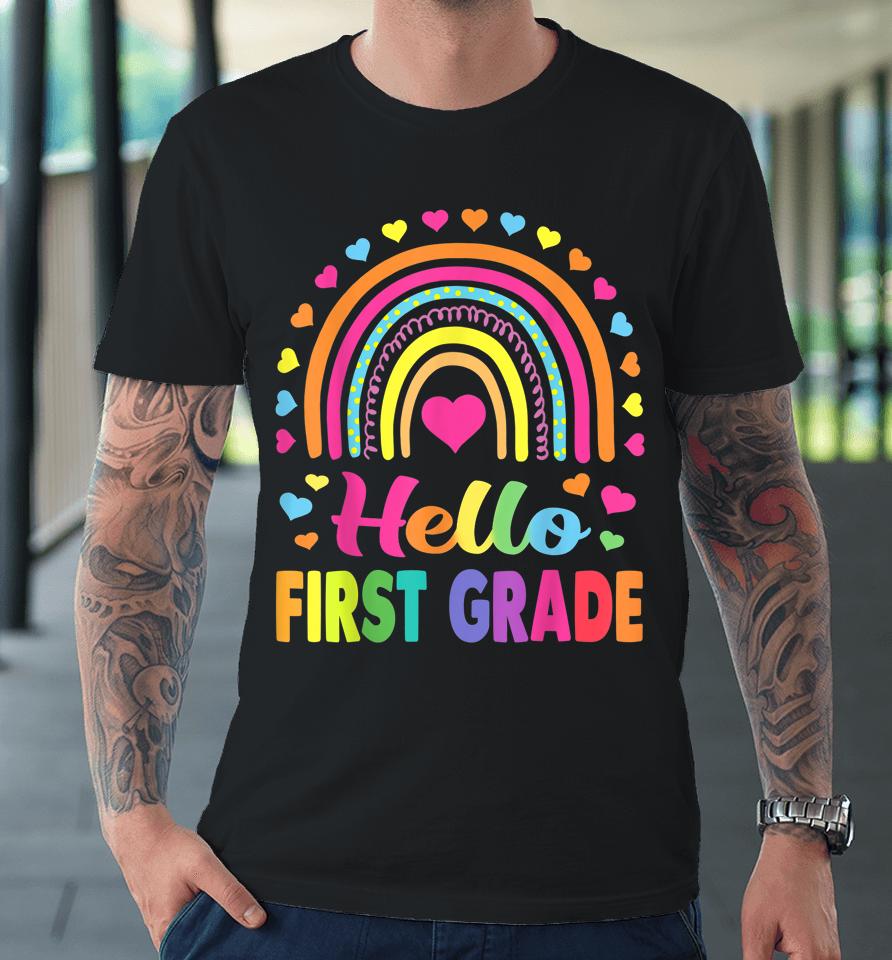 First Grade Rainbow Team Hello 1St Grade Rocks Squad Teacher Premium T-Shirt