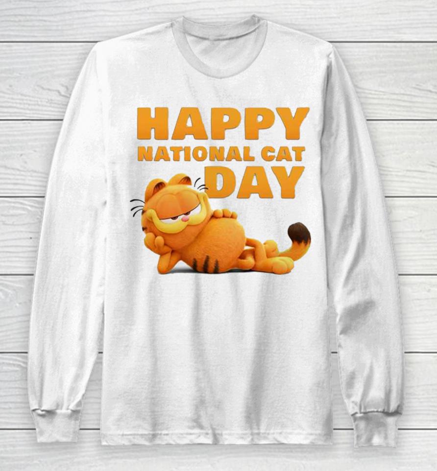 First Look At Garfield Happy National Cat Day 2023 Long Sleeve T-Shirt
