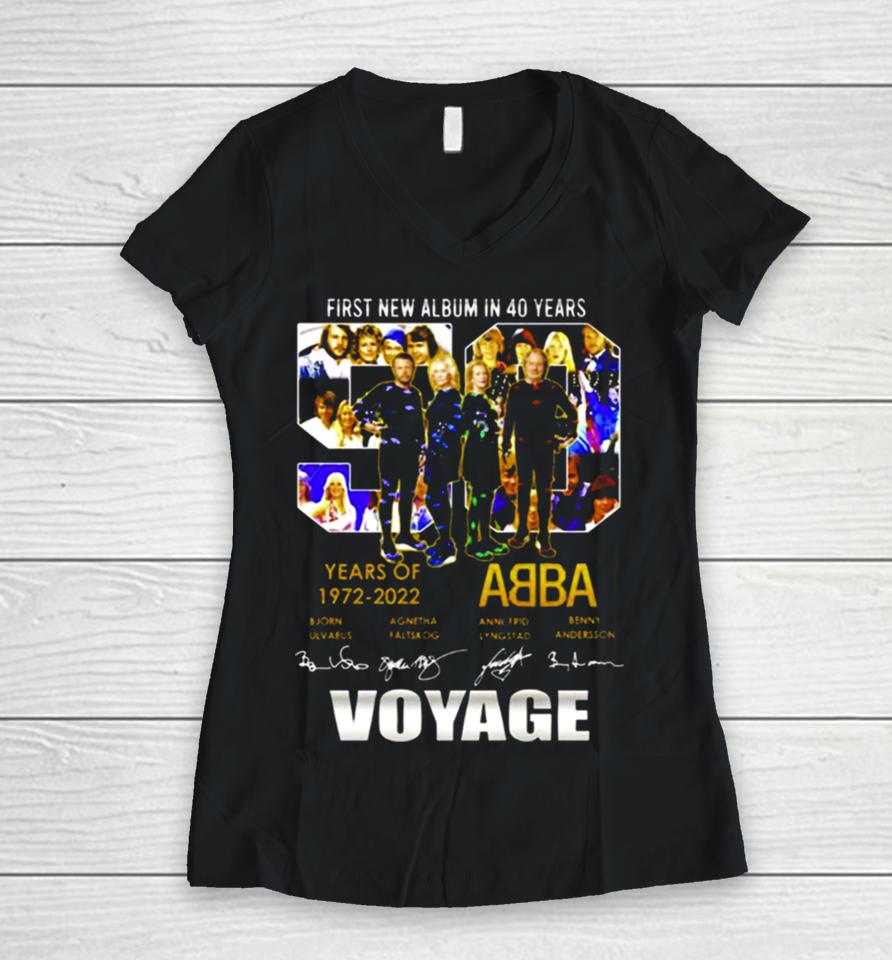 First New Album In 40 Years 50 Years 1972 2022 Abba Signatures Women V-Neck T-Shirt