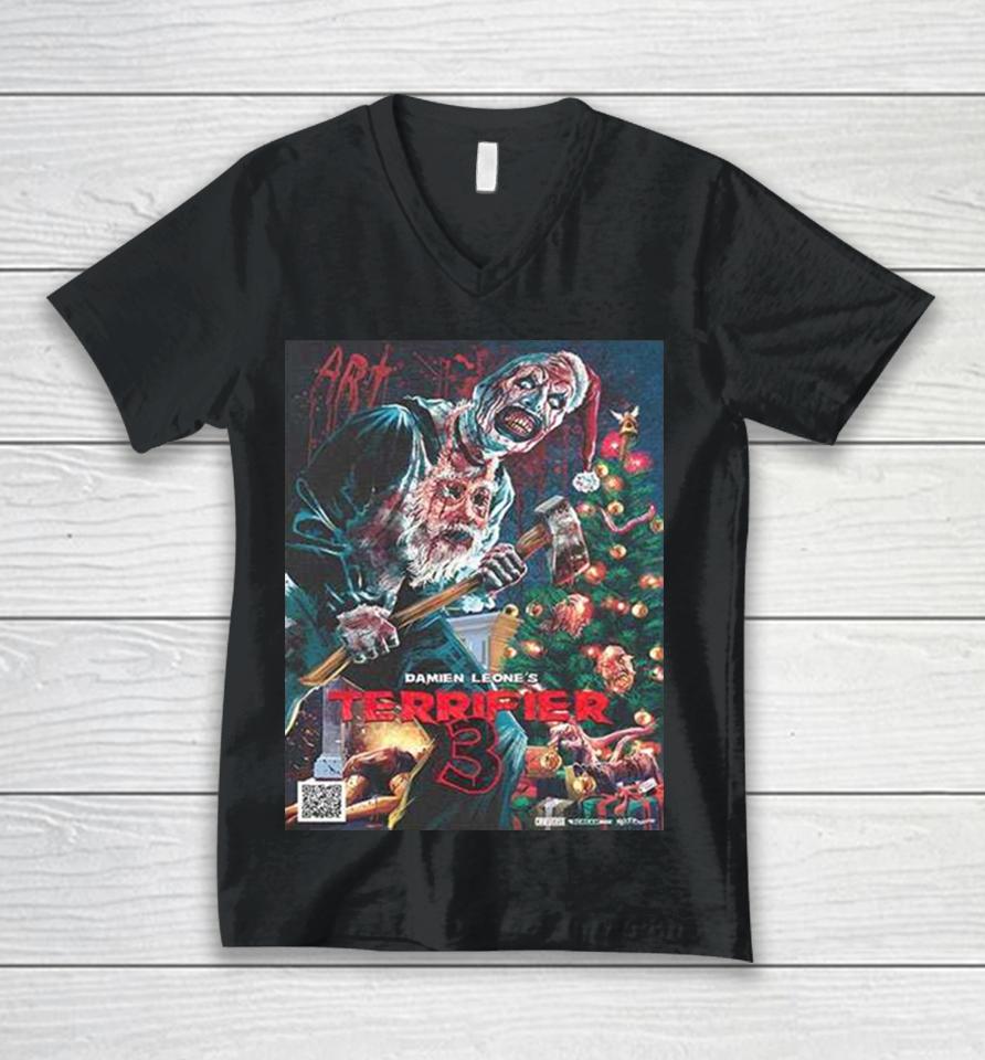 First Poster For Terrifier 3 By Damien Leone’s Christmas 2023 Unisex V-Neck T-Shirt
