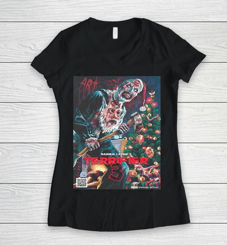 First Poster For Terrifier 3 By Damien Leone’s Christmas 2023 Women V-Neck T-Shirt