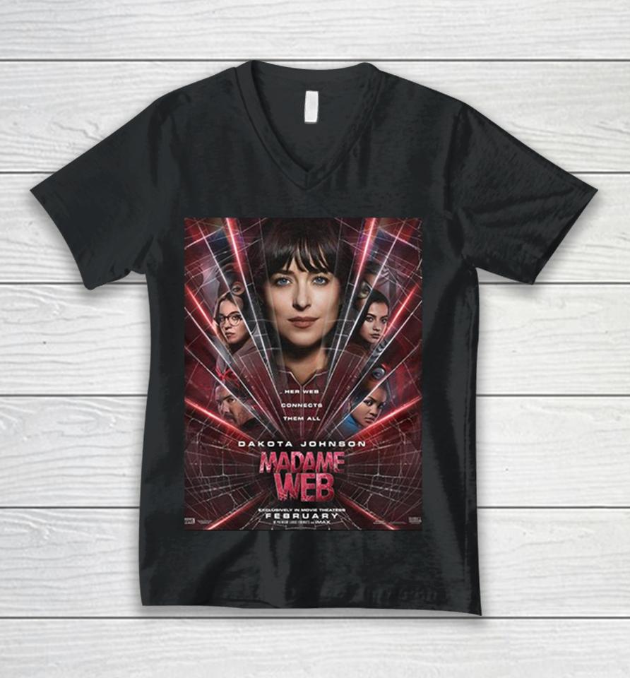 First Posters For Madame Web In Theaters On February 14 2024 Unisex V-Neck T-Shirt
