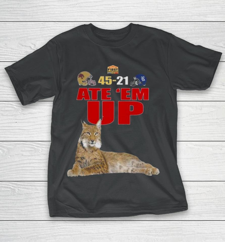 First Responder Bowl Texas State Bobcats Score 45 – 21 Versus Rice Owls Ate ’Em Up 2024 T-Shirt